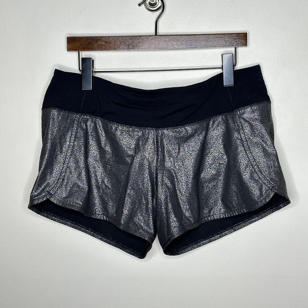 LULULEMON Run Times Short II 4" Luminosity Foil Print Black Silver {Q51} - Picture 5 of 9